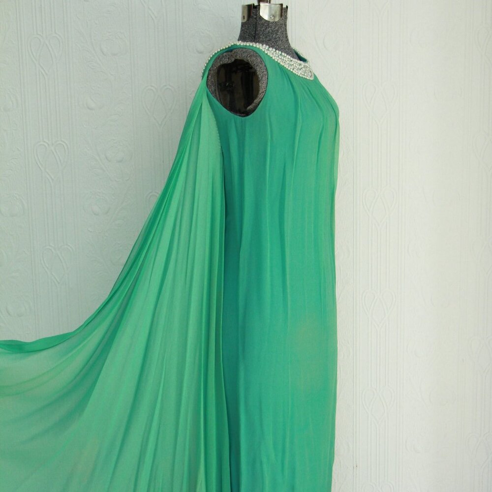 60's silk chiffon dress with pearls